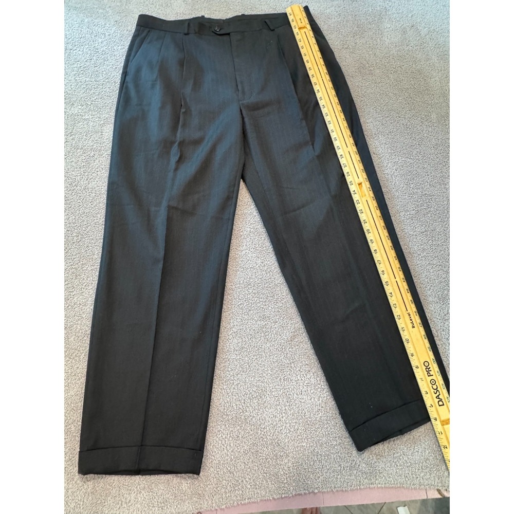 Linea Uomo Men's Black Wool‎ Dress Pants Size 41x29 Flat Formal Classic Fit